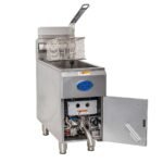 Globe GF15PG 31 Inch Gas Deep Fryer Countertop with Drain Valve 26500 BTU
