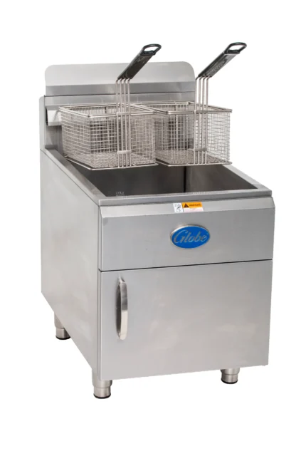 Globe GF30G 31 Inch Countertop Gas Deep Fryer with Stainless Steel Fry Pot 2 Burner BTU