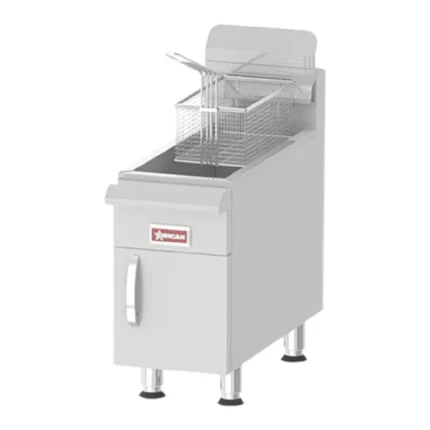 Omcan 43087 11 Inch Countertop Deep Fryer Gas 15 lbs Capacity 2 Burners 13250 BTU