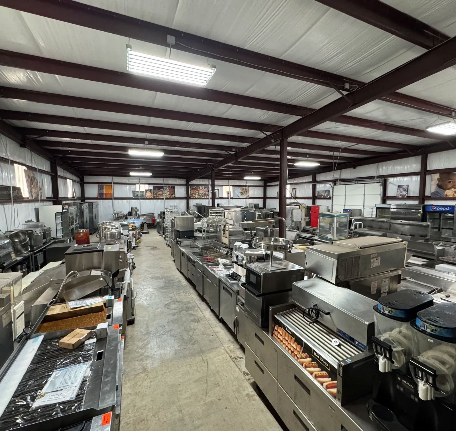 Commercial restaurant equipment in a professional kitchen